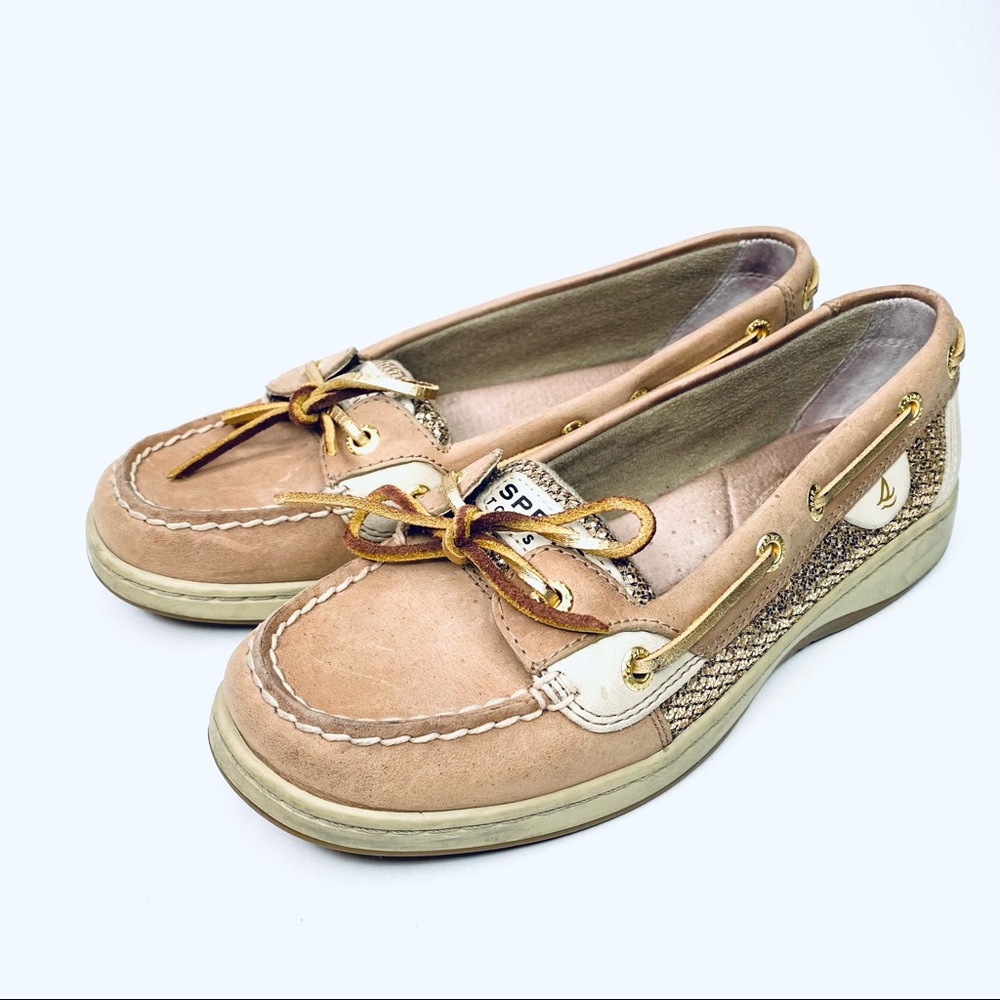 Sperry Top sider Angelfish leather gold boat shoes tan 6.5